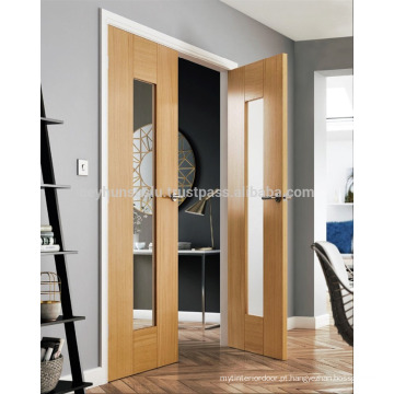 2017 Style Cheap Price Luxury View Oak Veneer Door com vidro